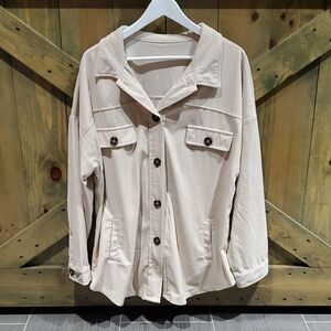 Women's Cream Corduroy Jacket Shacket